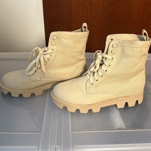 Beige Combat Boots